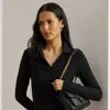 Ralph Lauren Rib-knit Long-sleeve Polo Top In Black