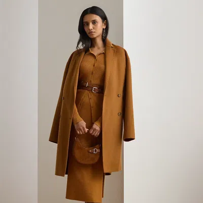 Ralph Lauren Rib-knit Pencil Midi Skirt In Brown