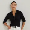 Ralph Lauren Rib-knit Three-quarter-sleeve Polo Shirt
