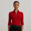 Ralph Lauren Rib-knit Three-quarter-sleeve Polo Shirt
