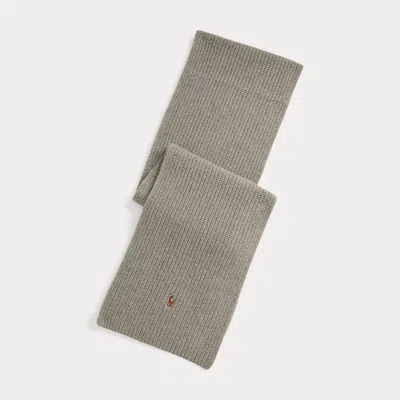 Ralph Lauren Rib-knit Wool-blend Scarf In Gray