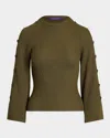 Polo Ralph Lauren Rib-knit Wool-silk Button-sleeve Sweater In Green