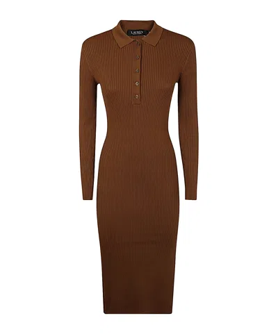Polo Ralph Lauren Rib Knitted High-neck Dress In Brown