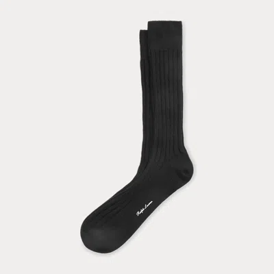 Ralph Lauren Ribbed Cashmere-blend Dress Socks In Black