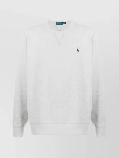 Ralph Lauren Ribbed Crew Neck Long Sleeve Knit In Grey