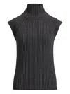 Ralph Lauren Ribbed High-neck Sleeveless Top In Gray