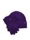 Ralph Lauren Ribbed Knit Beanie And Gloves Set