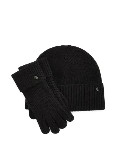 Ralph Lauren Ribbed Knit Beanie And Gloves Set