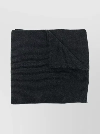 Ralph Lauren Ribbed Knit Scarf With Textured Detail In Black