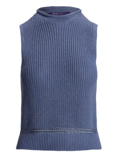 Ralph Lauren Ribbed-knit Top In Powder Blue