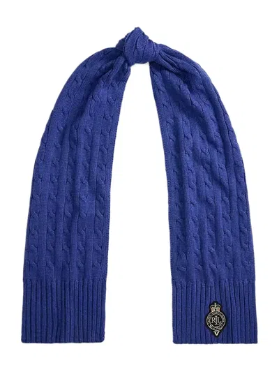 Ralph Lauren Ribbed Logo Scarf In Blue
