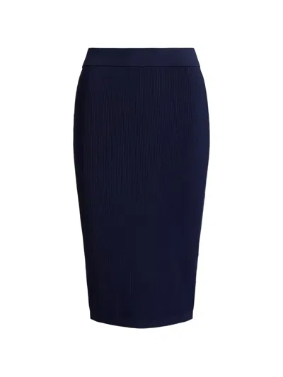 Ralph Lauren Ribbed Pencil Skirt In Blue