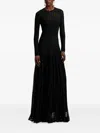 Ralph Lauren Ribbed Pleated Maxi Dress In Black