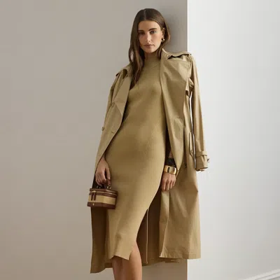 Ralph Lauren Ribbed Sleeveless Mockneck Sweater Dress In Neutral