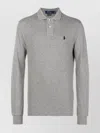Ralph Lauren Ribbed Texture Long Sleeve Polo Shirt In Gray