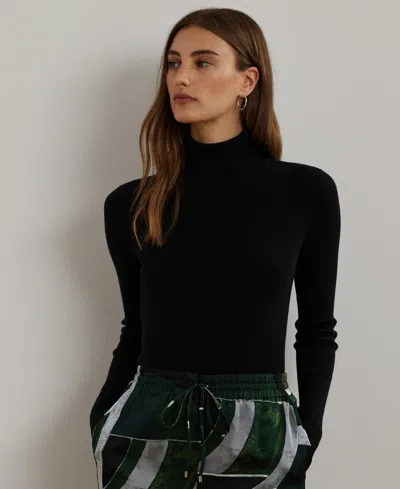 Ralph Lauren Ribbed Turtleneck Sweater In Black