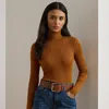 Ralph Lauren Ribbed Turtleneck Sweater In Brown