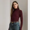Ralph Lauren Ribbed Turtleneck Sweater In Burgundy