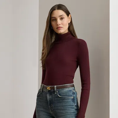 Ralph Lauren Ribbed Turtleneck Sweater In Burgundy