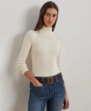 Ralph Lauren Ribbed Turtleneck Sweater In Neutral