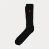 Ralph Lauren Ribbed Wool-blend Boot Socks In Black