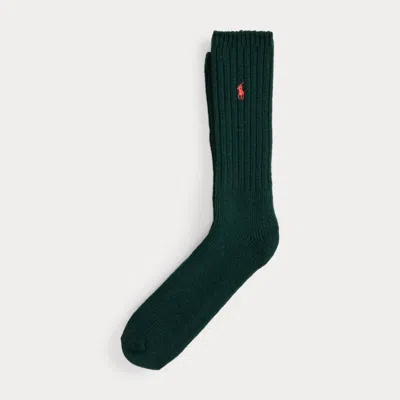 Ralph Lauren Ribbed Wool-blend Boot Socks In Green