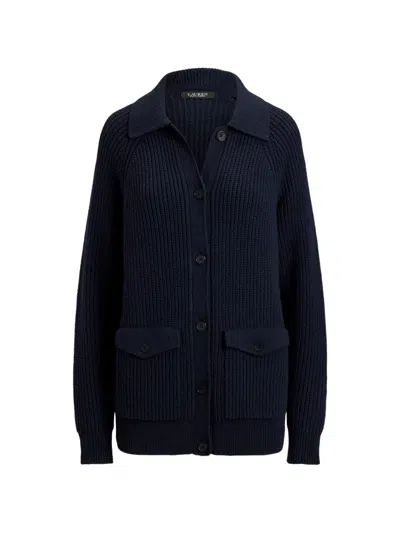 Ralph Lauren Wool Knit Cardigan In Blue