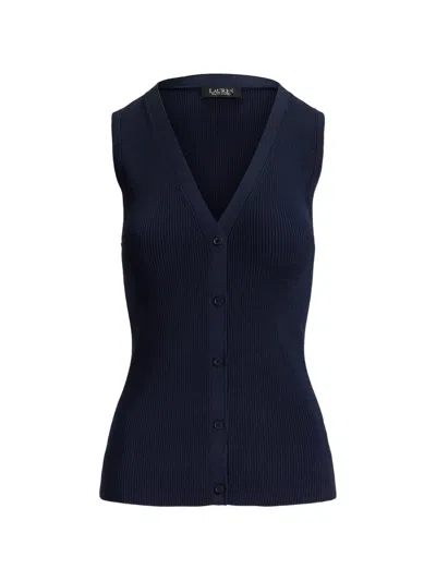 Ralph Lauren Ribbed-knit Sleeveless Cardigan In Red