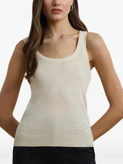 Ralph Lauren Ribbed-knit Tank Top In Neutral