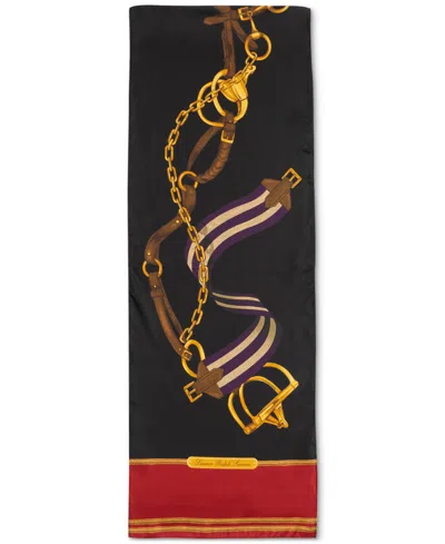 Ralph Lauren Ribbon & Belt Oblong Silk Scarf In Black