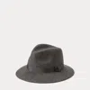 Ralph Lauren Ribbon-trim Wool Fedora In Gray