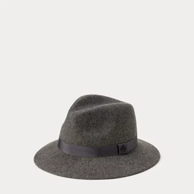 Polo Ralph Lauren Ribbon-trim Wool Fedora In Grey Heather In Gray