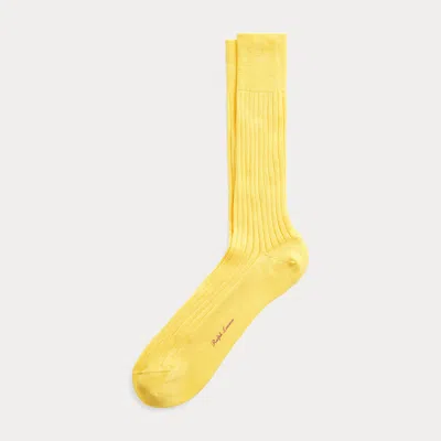 Ralph Lauren Rib-knit Cotton Trouser Socks In Bright Yellow