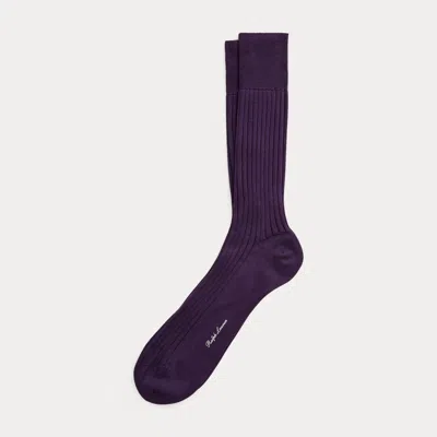 Ralph Lauren Rib-knit Cotton Trouser Socks In Deep Purple