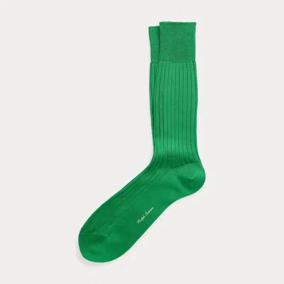 Ralph Lauren Rib-knit Cotton Trouser Socks In Kelly In Green