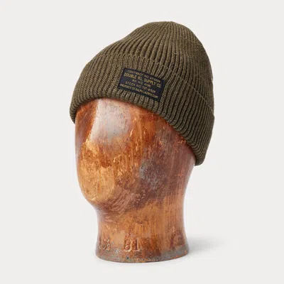 Ralph Lauren Rib-knit Cotton-blend Watch Cap In Olive In Brown