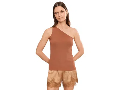 Ralph Lauren Rib-knit One-shoulder Sweater Women's Sweater Red Terracotta: Md In Brown