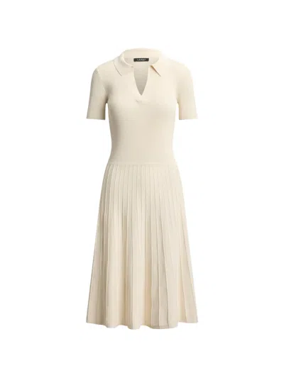 Ralph Lauren Rib-knit Short-sleeve Midi Dress In Neutral