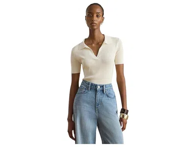 Ralph Lauren Rib-knit Short-sleeve Polo Sweater In Neutral