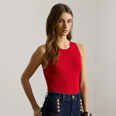Ralph Lauren Rib-knit Sleeveless Sweater In Cruise Red