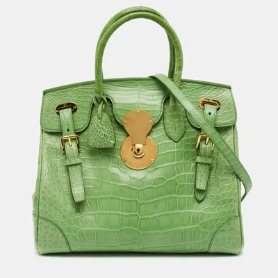 Pre-owned Ralph Lauren Ricky 33 Green Alligator Tote