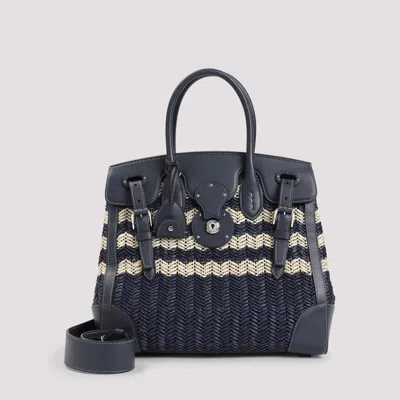 Ralph Lauren Sft Ricky 33 Satchel Medium In Navy Natural