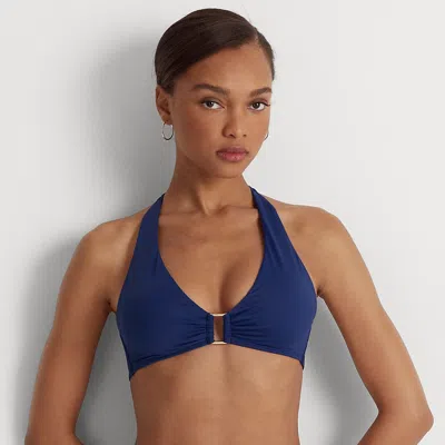 Ralph Lauren Ring-front Halter Bikini Top In Sapphire