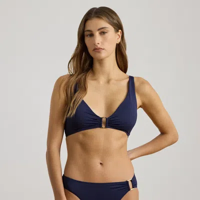 Ralph Lauren Ring-front Hipster Bikini Bottom In Dark Navy In Blue
