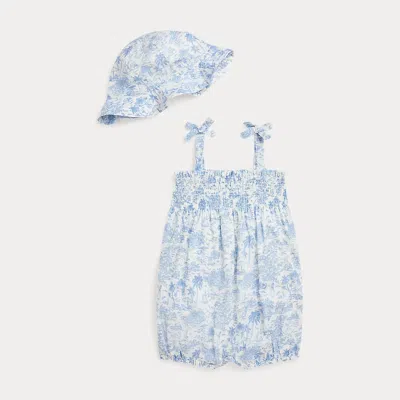 Ralph Lauren Babies' Riviera Toile Cotton Shortall & Hat Set