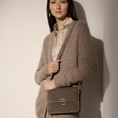 Polo Ralph Lauren Rl 888 Calf-suede Crossbody In Dark Taupe