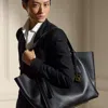 Polo Ralph Lauren Rl 888 Calfskin Tote In Black