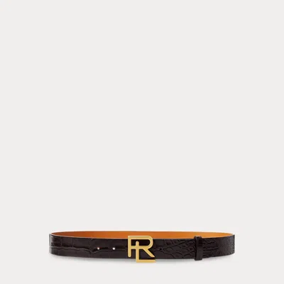 Polo Ralph Lauren Rl Alligator Belt In Dark Brown