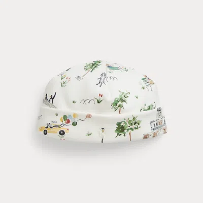 Ralph Lauren Rl Baby X Riley Sheehey Cotton Beanie In White