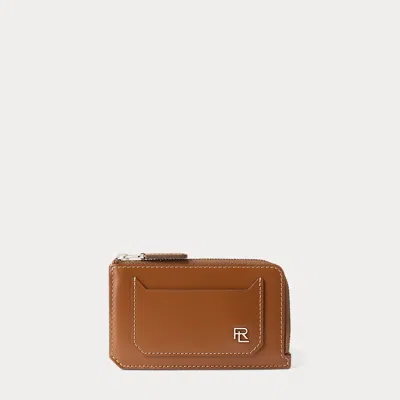Polo Ralph Lauren Rl Box Calfskin Zip Card Case In Rl Gold